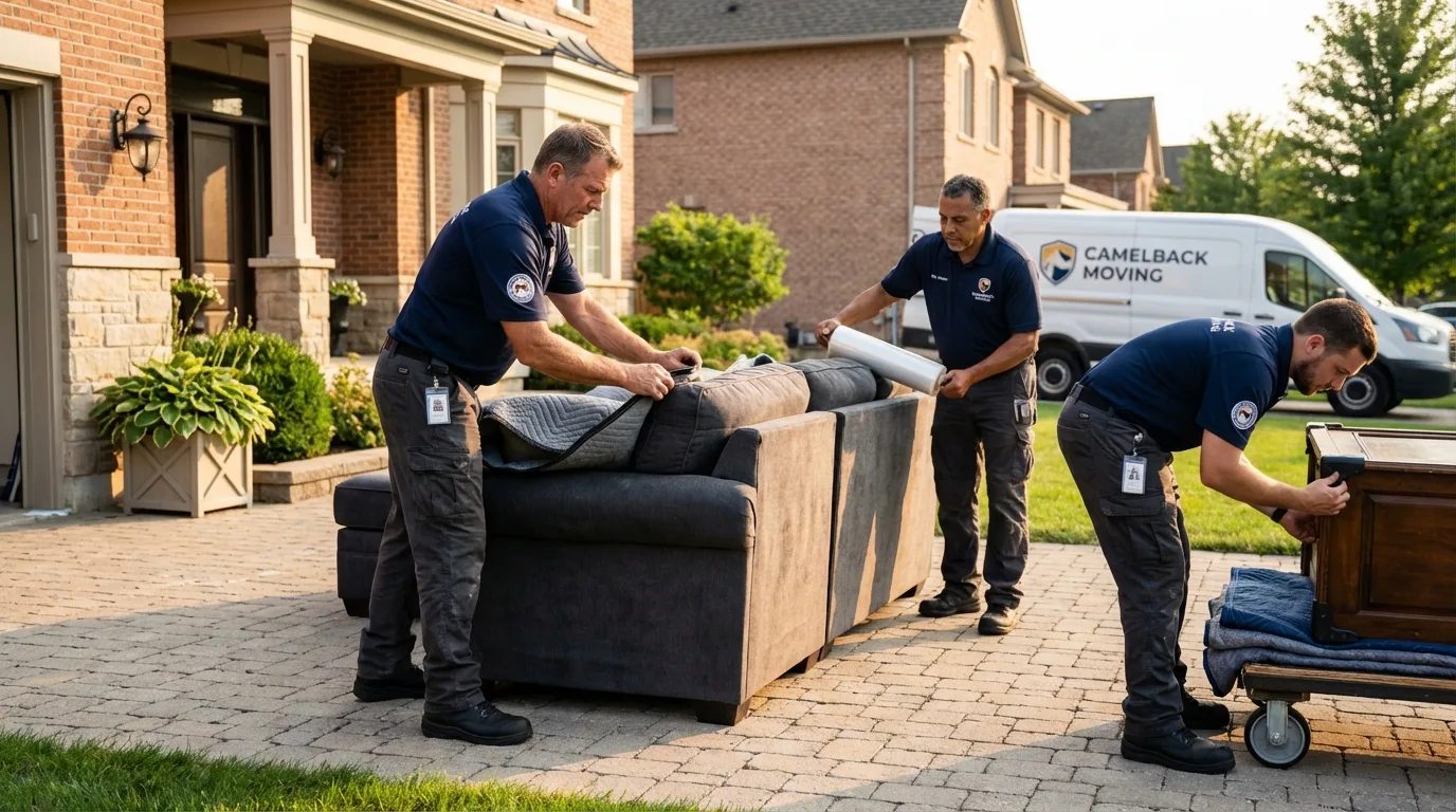 Large estate moving crew wrapping furniture in Grand Junction, CO